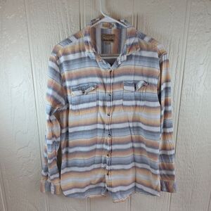 Men's Free Nature "Slim Fit" Casual Striped Button Down Shirt, Size Large